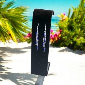 Silver and Blue Seed Bead earrings